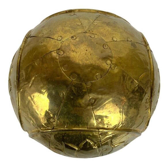 Brass Wrapped Wood Decorative Balls Set of 4 Handmade Vase Bowl Filler India - Picture 8 of 8